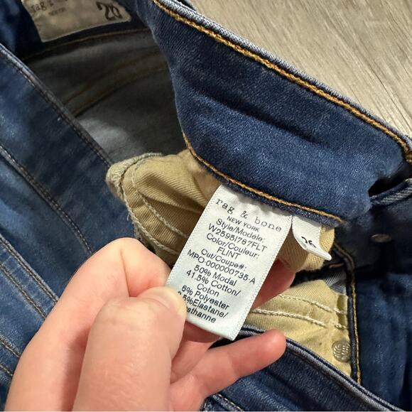 Rag & Bone Cate Mid‎ Rise Ankle Raw Hem Skinny Jeans Size 26 - Picture 7 of 13